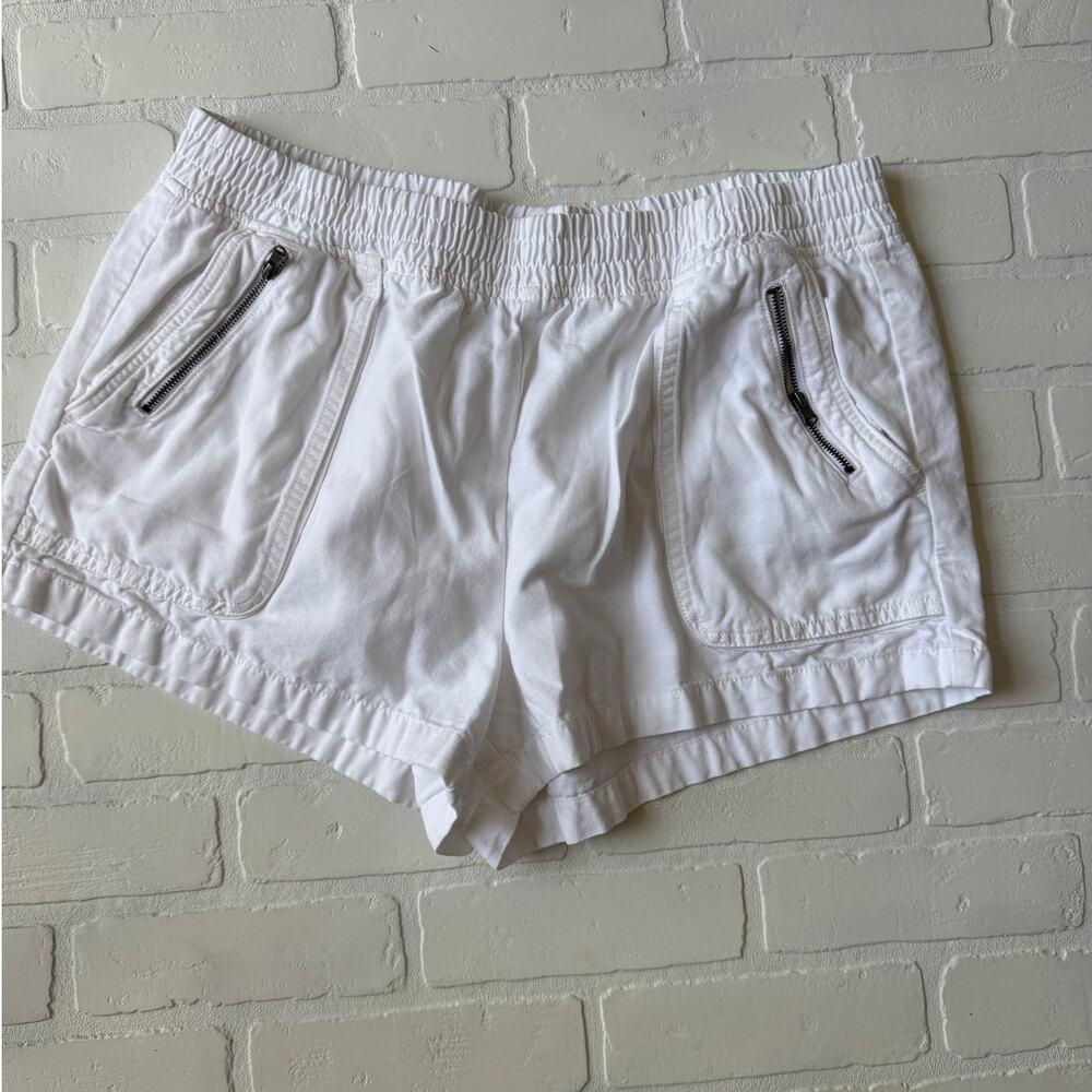 AERIE Women's White Pullon Cotton Zipper Double Pocket Shorts sz XL